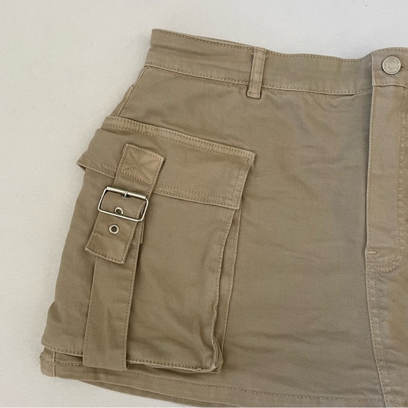 NWOT Free People We The Free Denim Cargo Mini Skort Khaki Morning Oat Size 32 - Picture 6 of 8